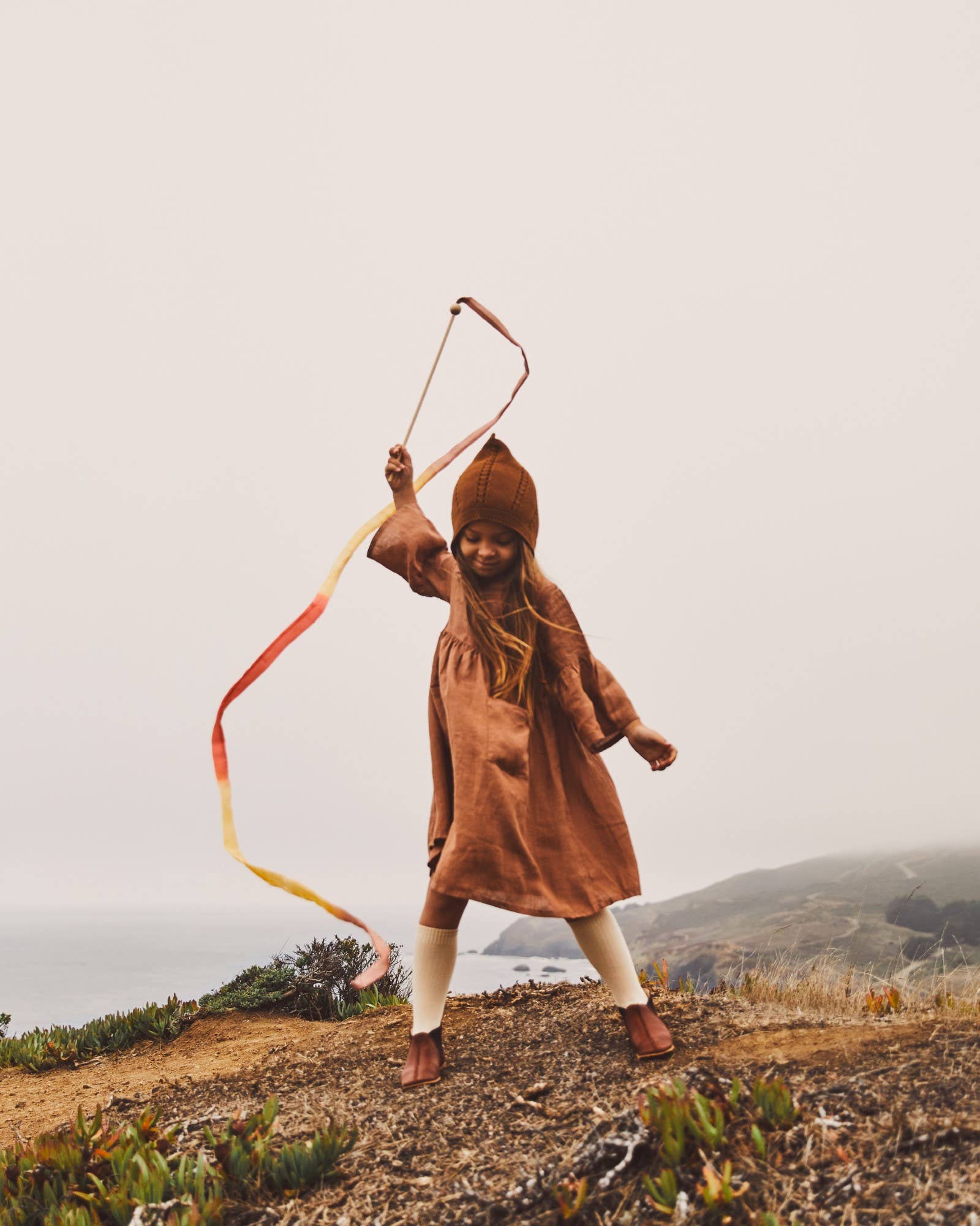 Sarahs Silk Boho Rainbow Silk & Wood Streamer - Wand for Pretend Play - - MamaMilla