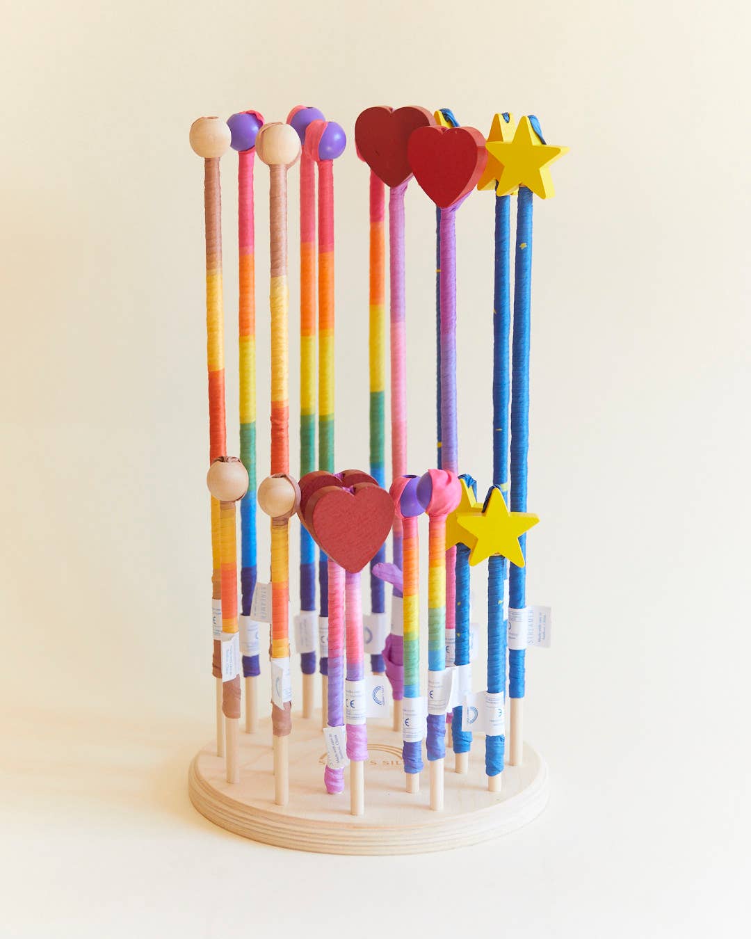 Sarahs Silk Rainbow Silk & Wood Streamer - Wand for Pretend Play - - MamaMilla