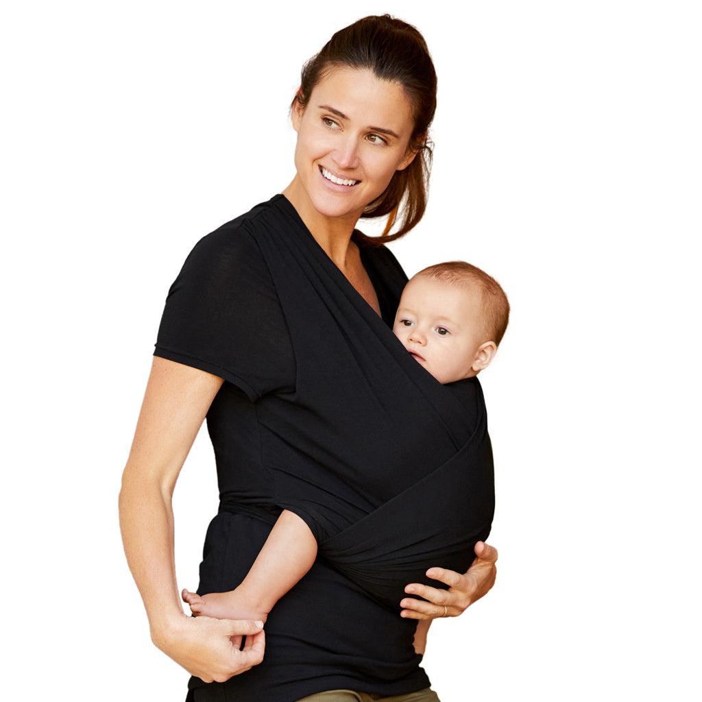 Moby Top mit Stützfunktion und Wickel-T-Shirt Bump & Beyond – Schwarz – Stretch-Wickel – MamaMilla