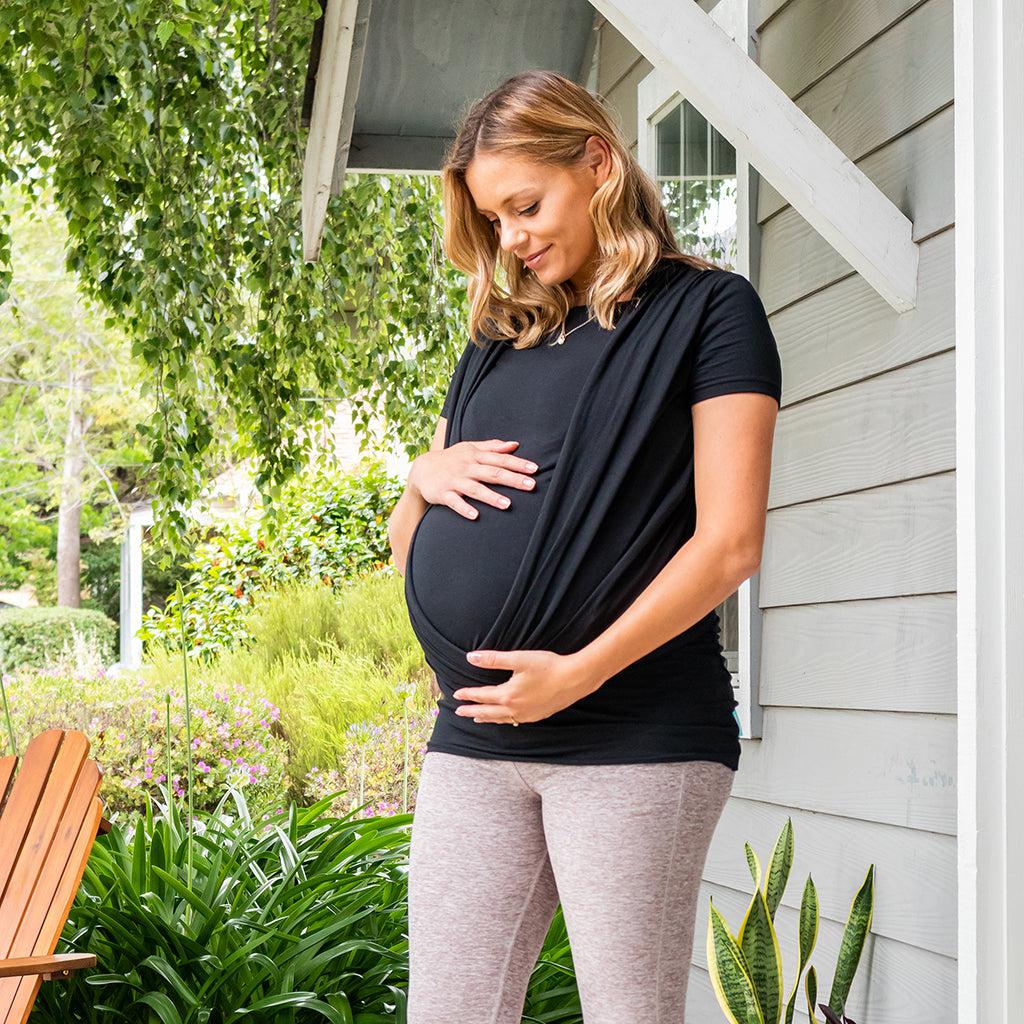 Moby Top mit Stützfunktion und Wickel-T-Shirt Bump & Beyond – Schwarz – Stretch-Wickel – MamaMilla