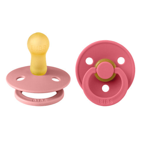 BIBS Colour anatomischer Schnuller Gr. 2, Latex – Dusty Pink/Coral (2er-Pack)