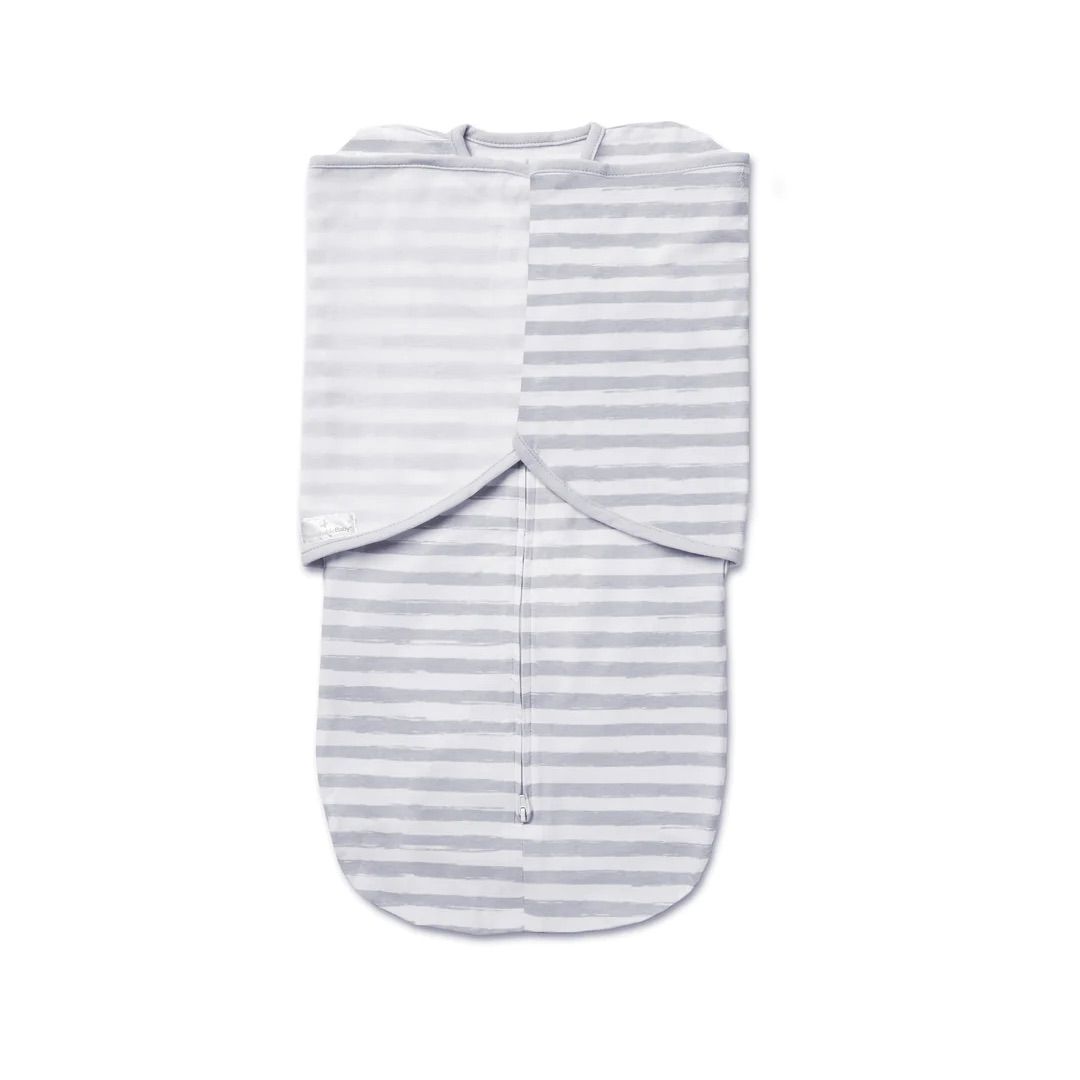 Atmungsaktives Baby – 3-in-1-Wickeltuch – Graue Streifen – MamaMilla