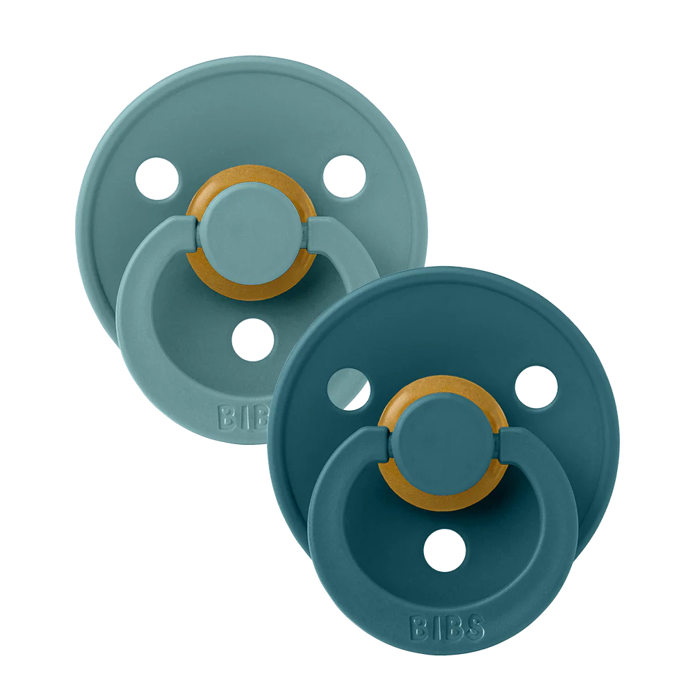 BIBS Colour anatomischer Schnuller Gr. 2, Latex – Island Sea/Forest Lake (2er-Pack)