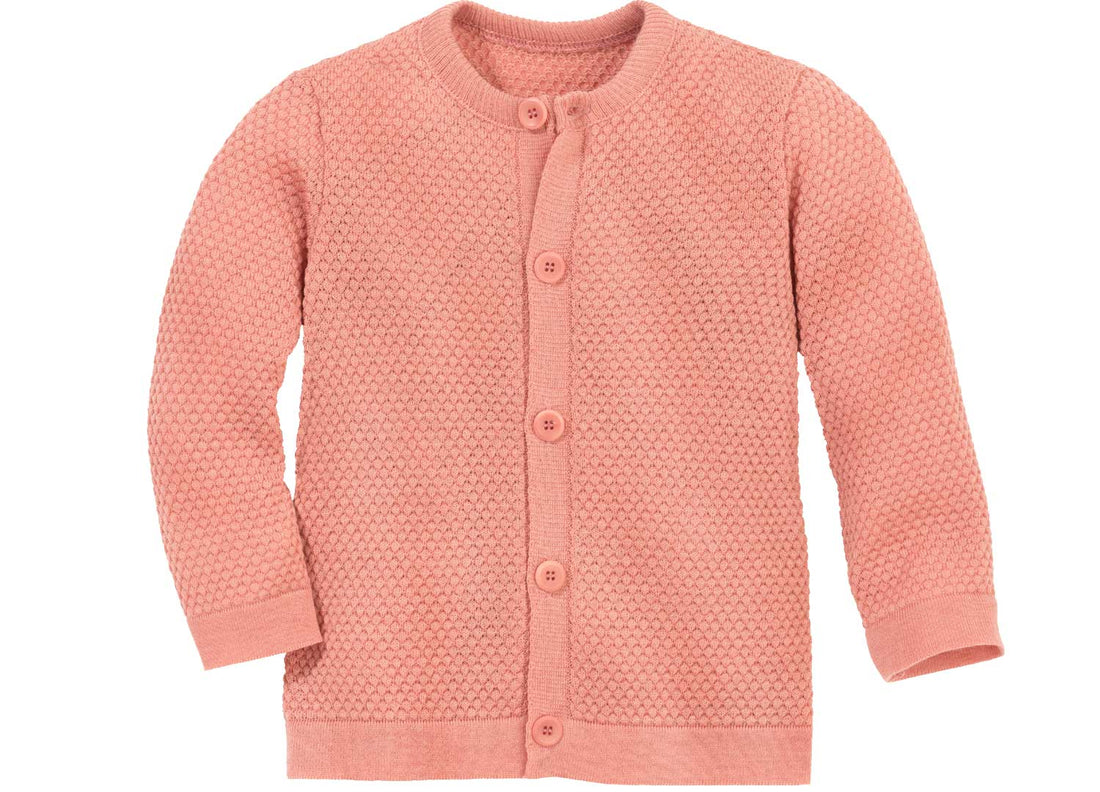 Strikjakke i Vaffelstrik – Merinould – Soft Pink – Disana økologisk babytøj