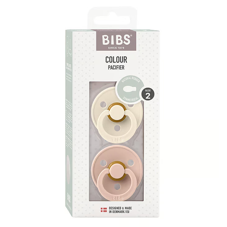 BIBS Colour symmetrischer Schnuller Gr. 2, Latex – Ivory/Blush (2er-Pack)