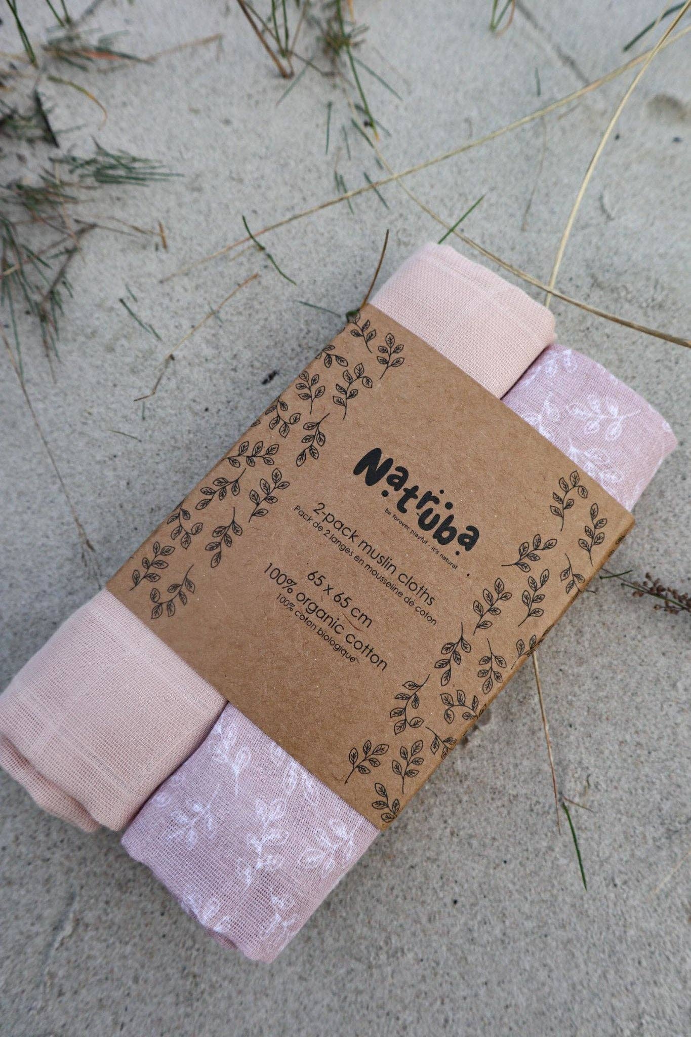 Natruba Stofbleer i Økologisk Muslin - 2 styk - Powder - Stofbleer - MamaMilla