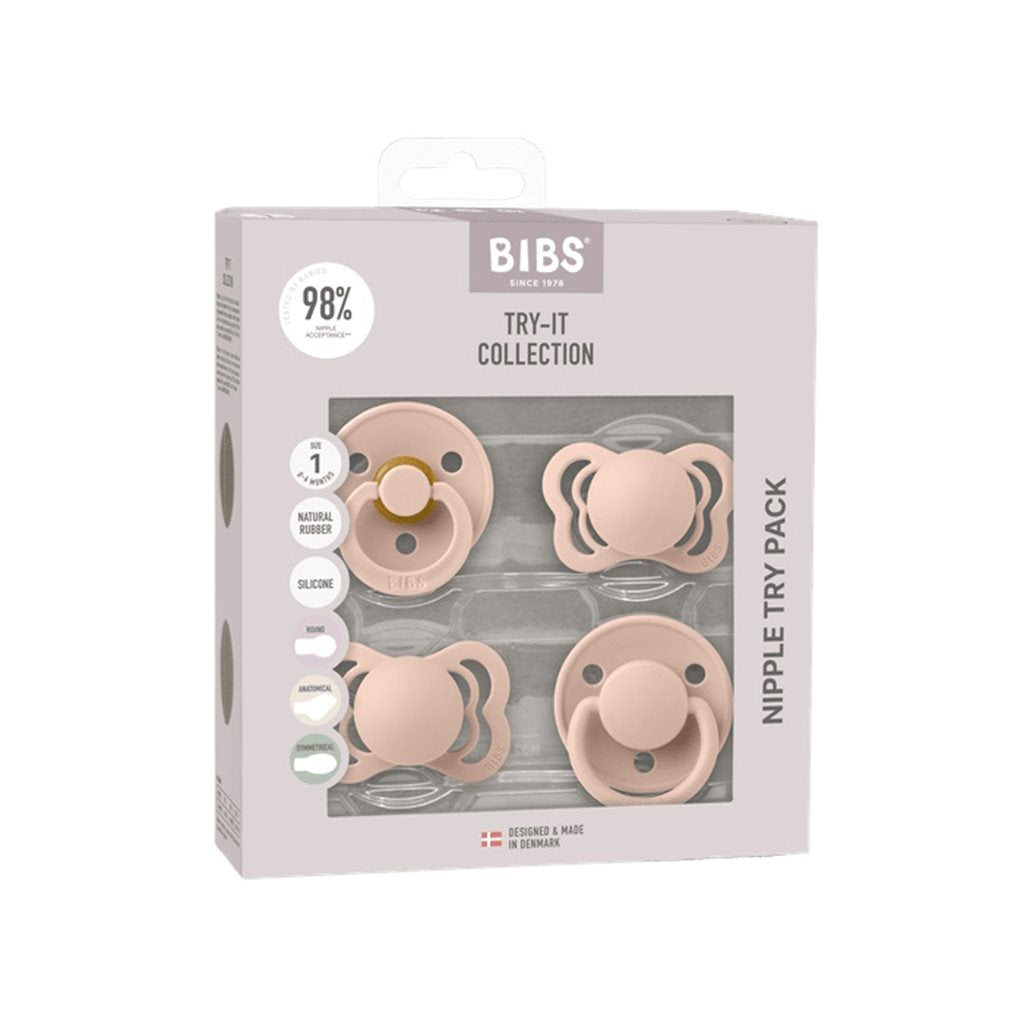 BIBS Try-It Collection Starter-Set für Neugeborene, Größe 1 – Blush