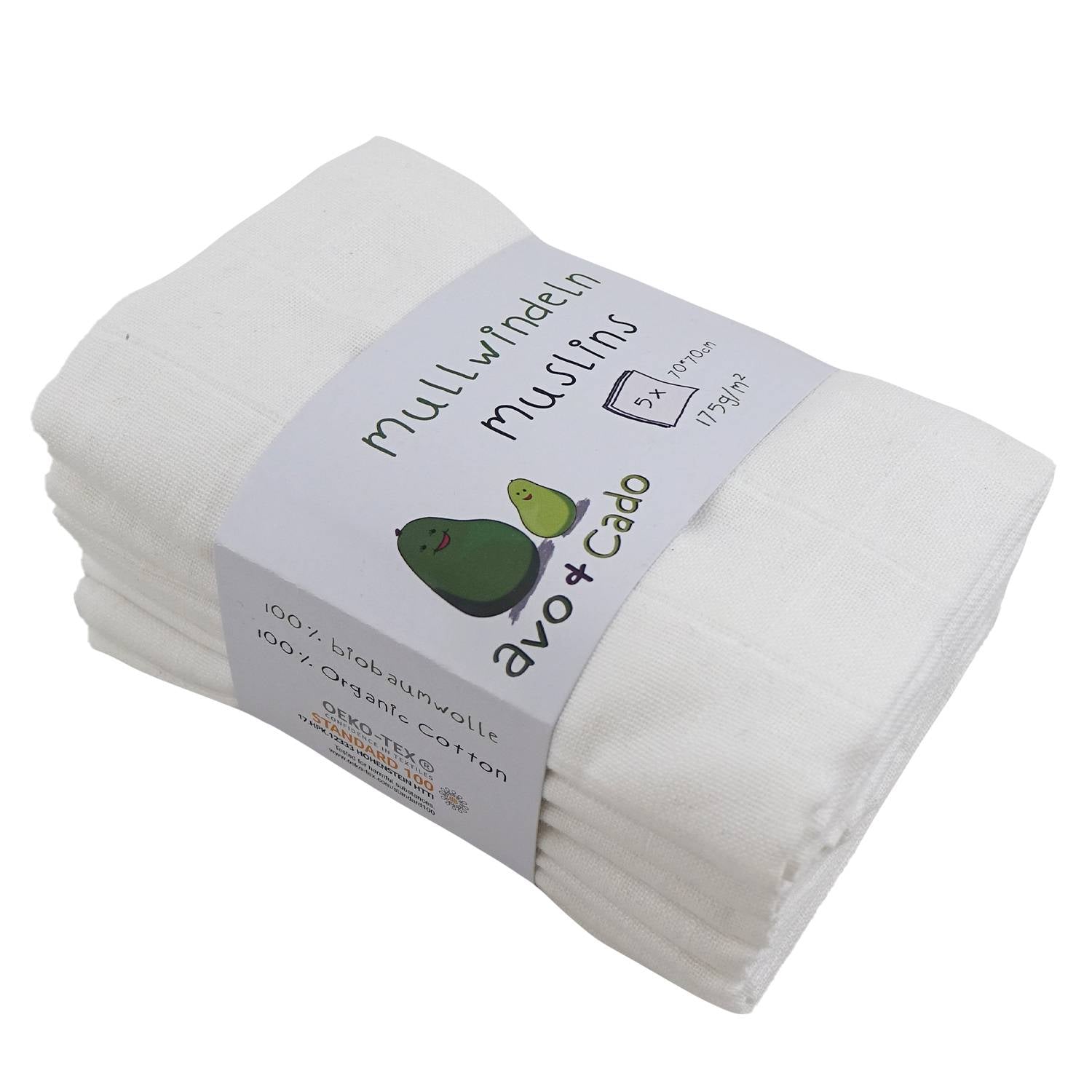 avo+cado Muslin Nappies 70 x 70 cm - 5 pcs - - MamaMilla