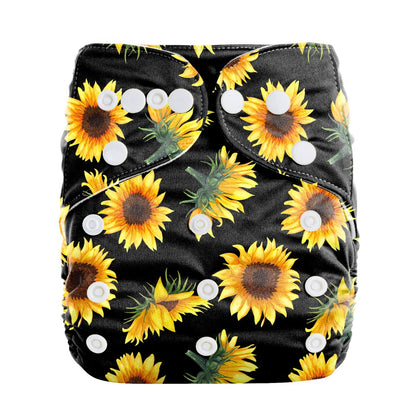 One Size Tygblöjor - (Pocketblöjor). Sunflower Bloom - - MamaMilla