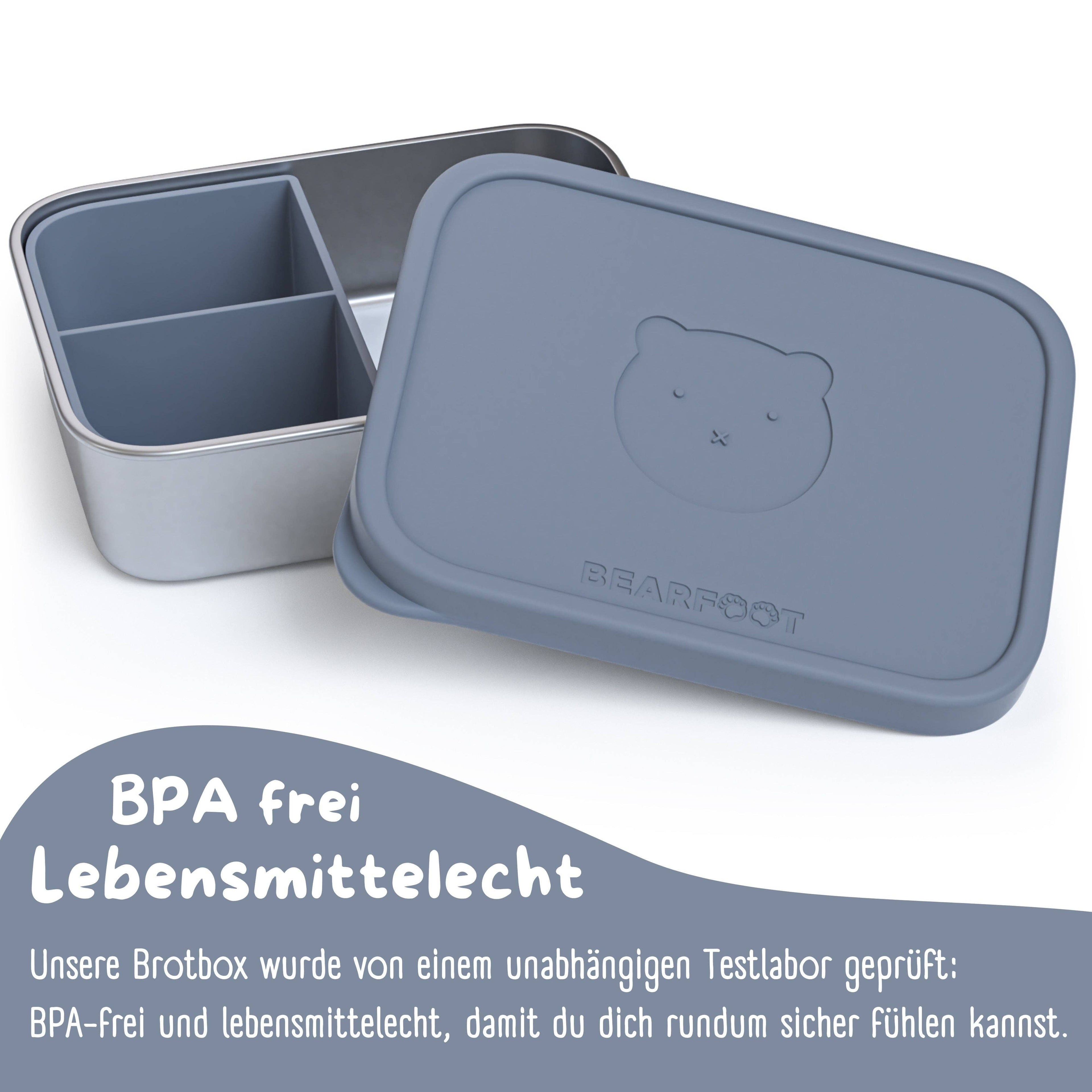 BEARFOOT Bento Stål Madkasse Med 4/6 Rum (justerbar) - Blue: 700 ml - Madkasse - MamaMilla
