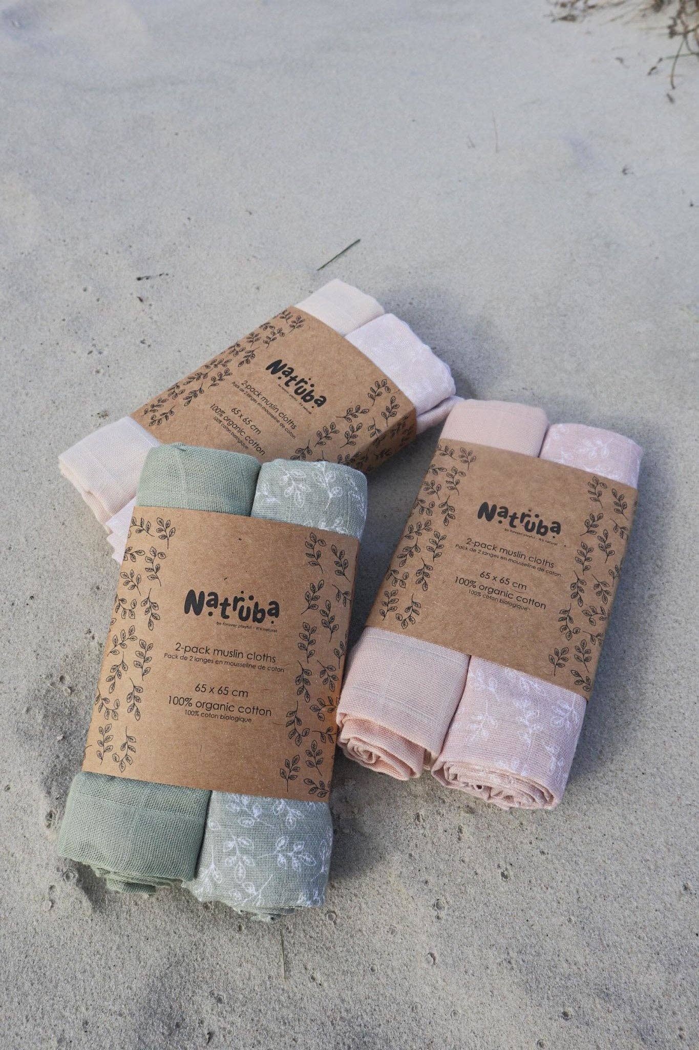 Natruba Stofbleer i Økologisk Muslin - 2 styk - Cream - Stofbleer - MamaMilla