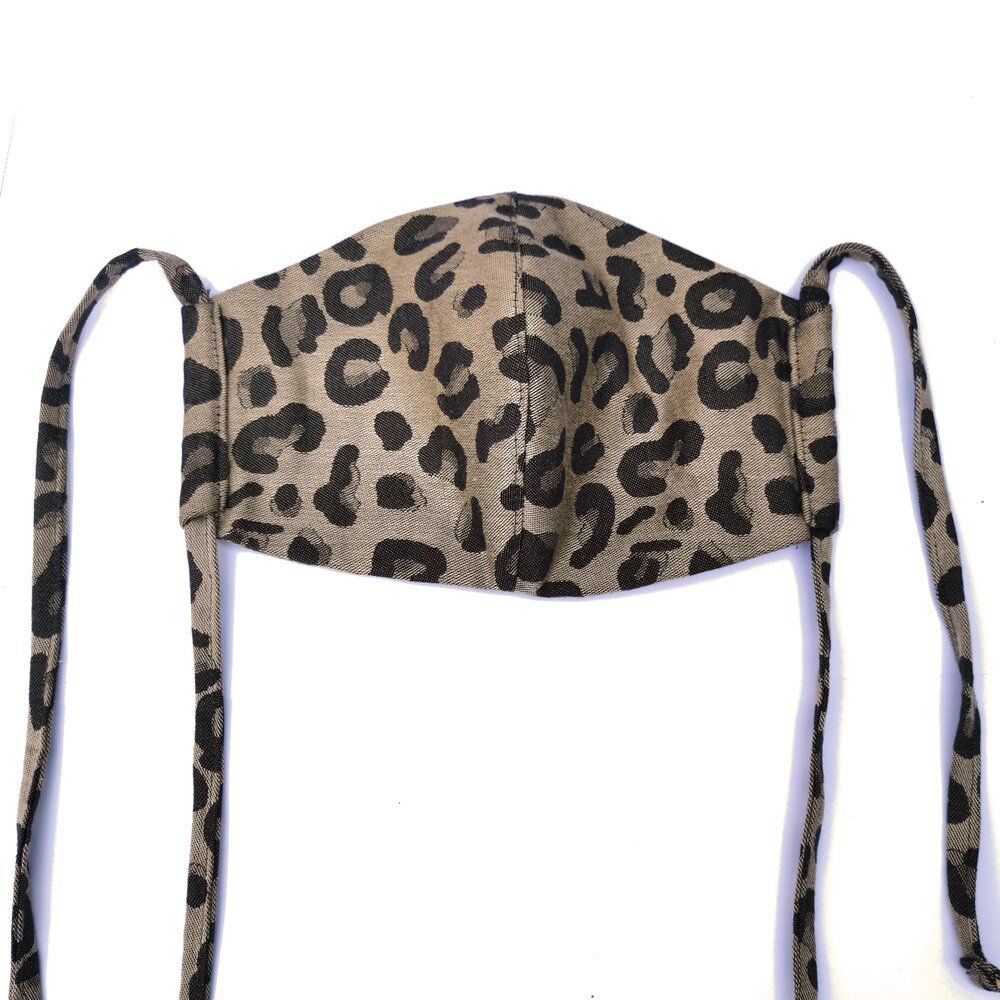 Fidella Mundschutz - Leopard/Gold mit Bindeband - - MamaMilla