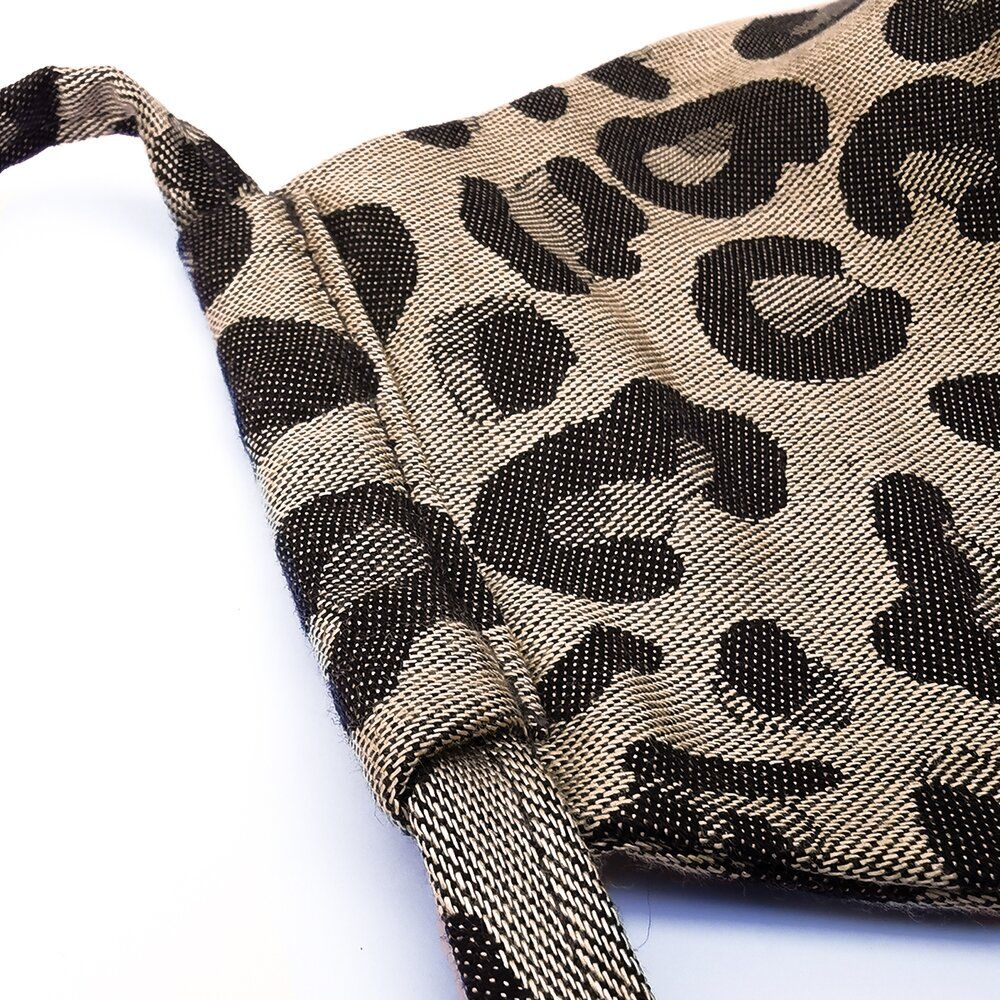 Fidella Mundschutz - Leopard/Gold mit Bindeband - - MamaMilla