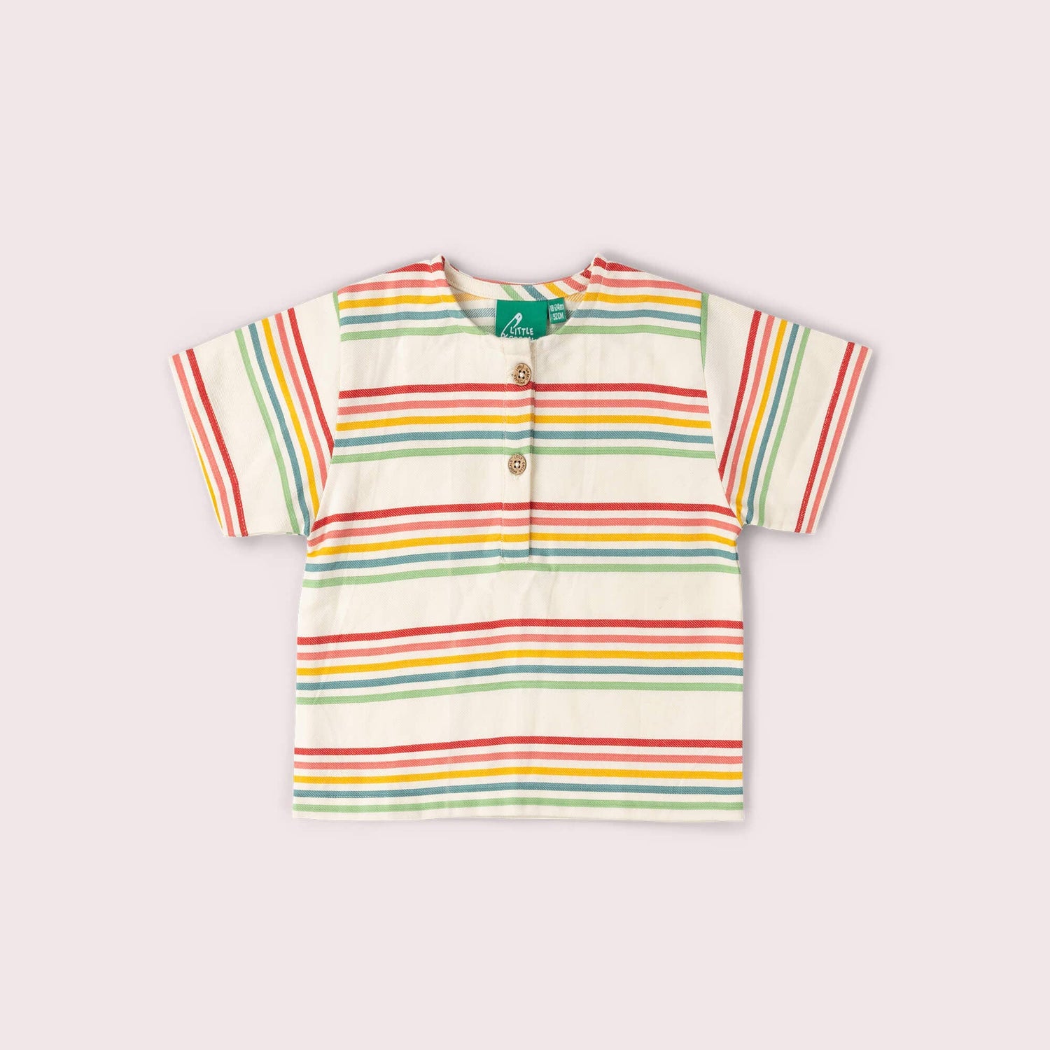 Little Green Radicals T-shirt Henley - Børn - Kortærmet - Regnbuestriber