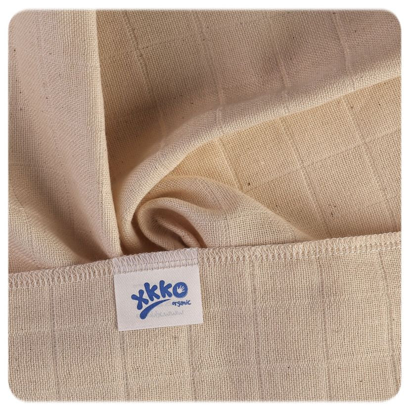 XKKO Waschlappen aus Bio-Baumwolle – Musselin – 40 x 40 cm – 10 Stück – Natur – Waschlappen – MamaMilla