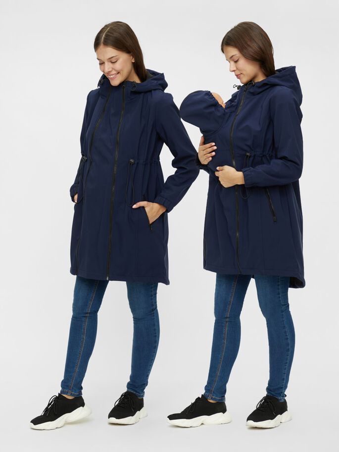Mamalicious 3in1 Softshell-Trage- und Schwangerschaftsjacke – Dunkelblau – Tragejacke – MamaMilla
