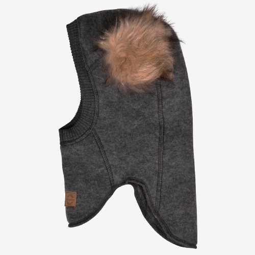 Mikk-Line uld-elefanthue med pompom - Anthracite Melange - uld-Hue - MamaMilla