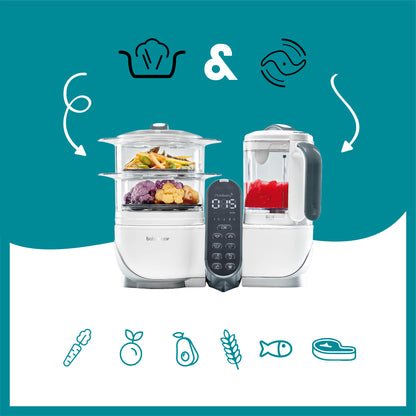 Babymoov Madmaskine - Nutribaby Plus inkl. 15 stk genanvendelige smoothieposer - Hvid - Madmaskine - MamaMilla