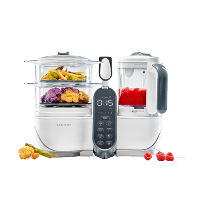 Babymoov Madmaskine - Nutribaby Plus inkl. 15 stk genanvendelige smoothieposer - Hvid - Madmaskine - MamaMilla