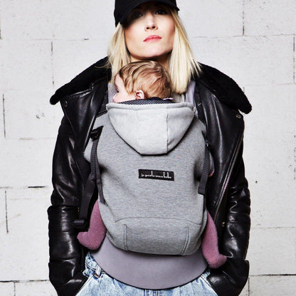 Love Radius Träger inkl. Babyeinsatz – Hoodie-Trage – Dunkelgrau/Flanellgrau – Tragehilfe – MamaMilla