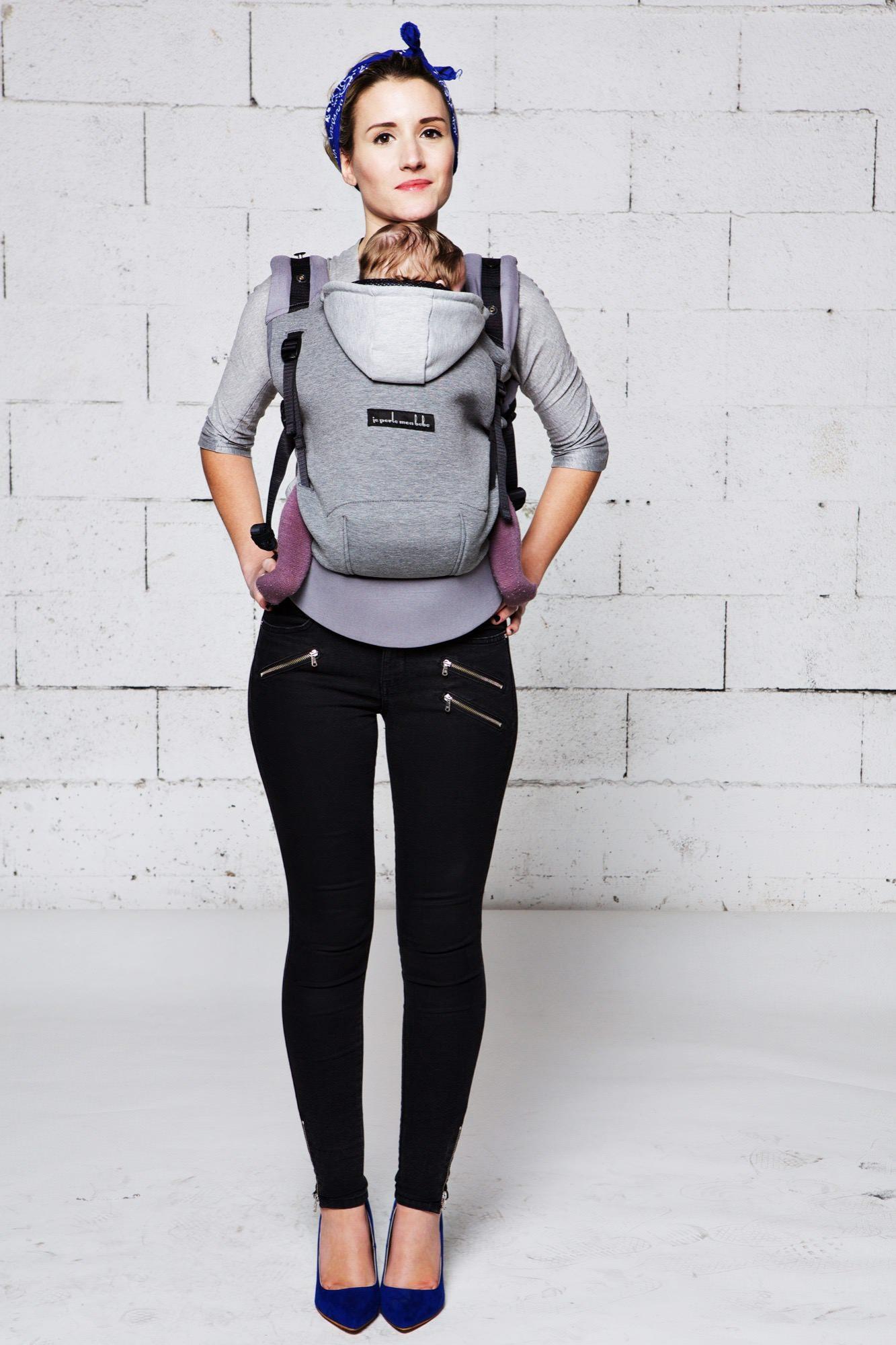 Love Radius Träger inkl. Babyeinsatz – Hoodie-Trage – Dunkelgrau/Flanellgrau – Tragehilfe – MamaMilla