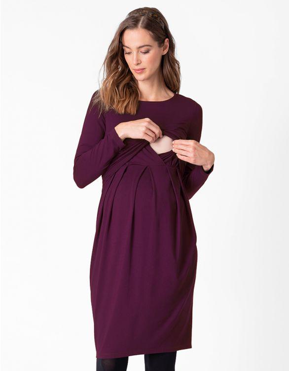 Seraphine vente-og ammekjole med lange ærmer - Peachey - Burgundy - Ammetøj - MamaMilla