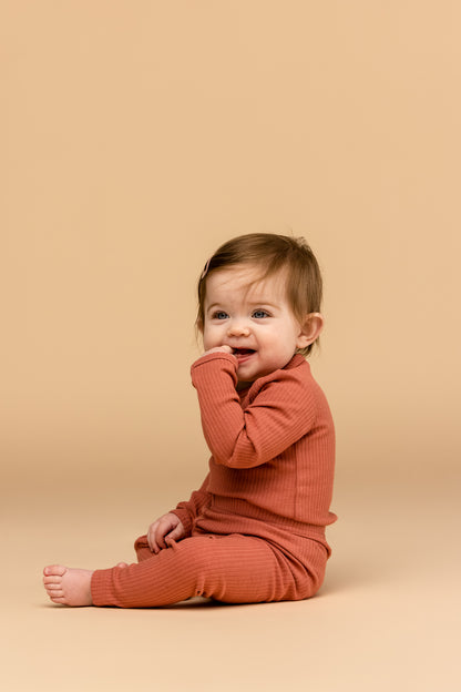 Soft gallery Paula rib leggings - Brick Dust - bukser - MamaMilla