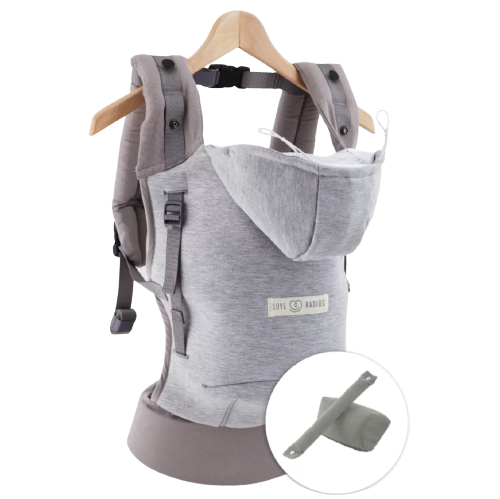 Love Radius Träger inkl. Babyeinsatz – Hoodie-Trage – Hellgrau/Athletic Grey – Tragehilfe – MamaMilla