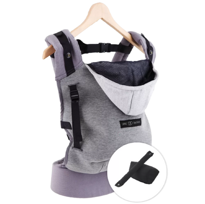 Love Radius Träger inkl. Babyeinsatz – Hoodie-Trage – Dunkelgrau/Flanellgrau – Tragehilfe – MamaMilla