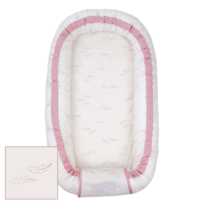 MamaMilla Babynest mit Fossflakes-Füllung – Rosenfedern – Babynest – MamaMilla