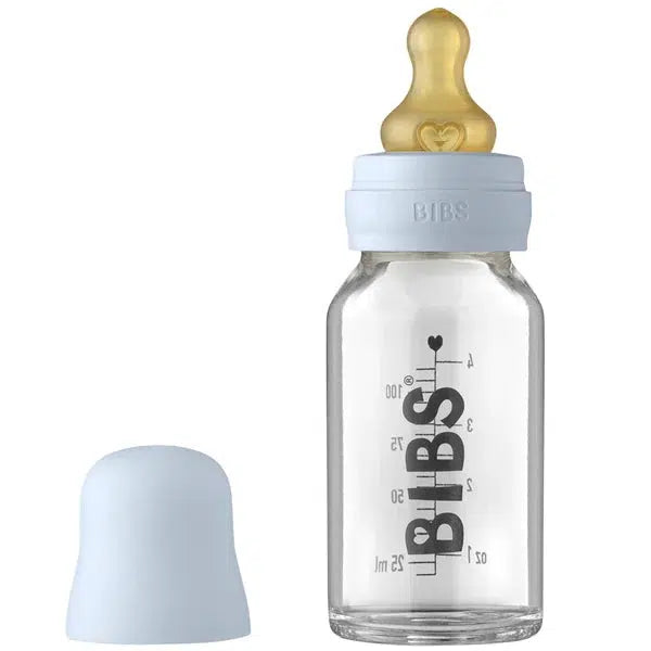 Bibs Babyflasche aus Glas – Latex – 110 ml. - Baby Blue - Flaschenbaby - MamaMilla