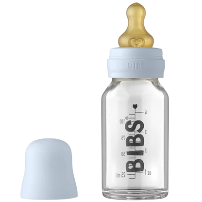 Bibs Babyflasche aus Glas – Latex – 110 ml. - Baby Blue - Flaschenbaby - MamaMilla