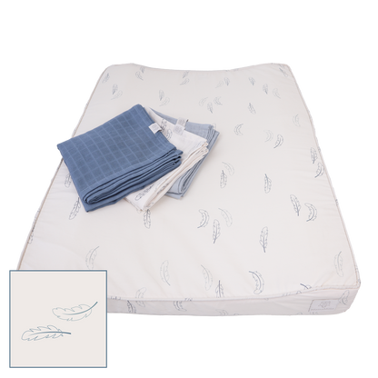 MamaMilla Wickelunterlage – Blaue Federn – Wickelunterlage – MamaMilla
