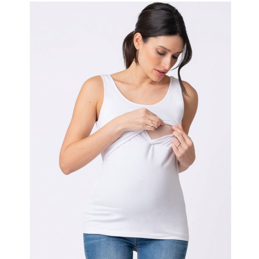 Seraphine Warte- und Stilloberteil aus Bambus – Laina – Weiß – Stillkleidung – MamaMilla