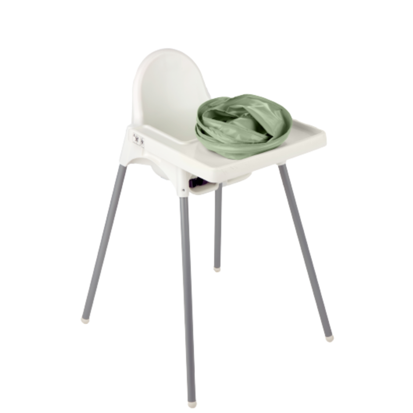 Tidy Tot Hagesmæk og Bakke - SÆT - Sage Grøntsager - Hagesmæk med ærmer - MamaMilla