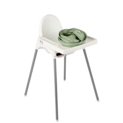 Tidy Tot Hagesmæk og Bakke - SÆT - Sage Grøntsager - Hagesmæk med ærmer - MamaMilla