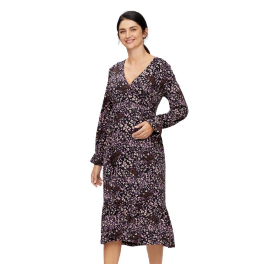 Mamalicious 2in1 Midi-Umstandskleid – Rosa/gelbe Blumen – Umstandsmode – MamaMilla