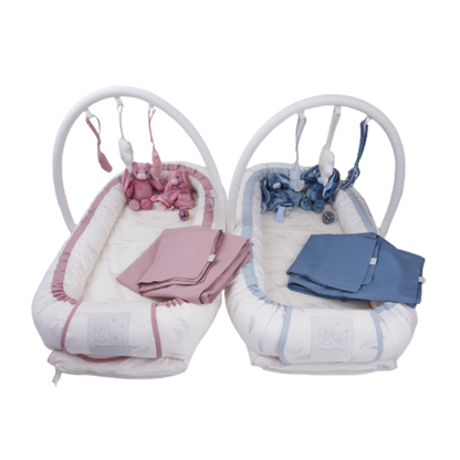MamaMilla Babynest mit Fossflakes-Füllung – Rosenfedern – Babynest – MamaMilla
